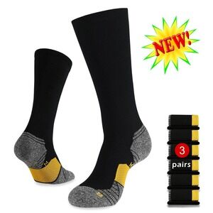 Wander Men's Cushion Athletic Over-the-Calf Tube Socks 3 Pairs Size L Black NWT